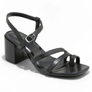 Women's Ramona Strappy Block Heeled Sandals - A New Day Black 7.5